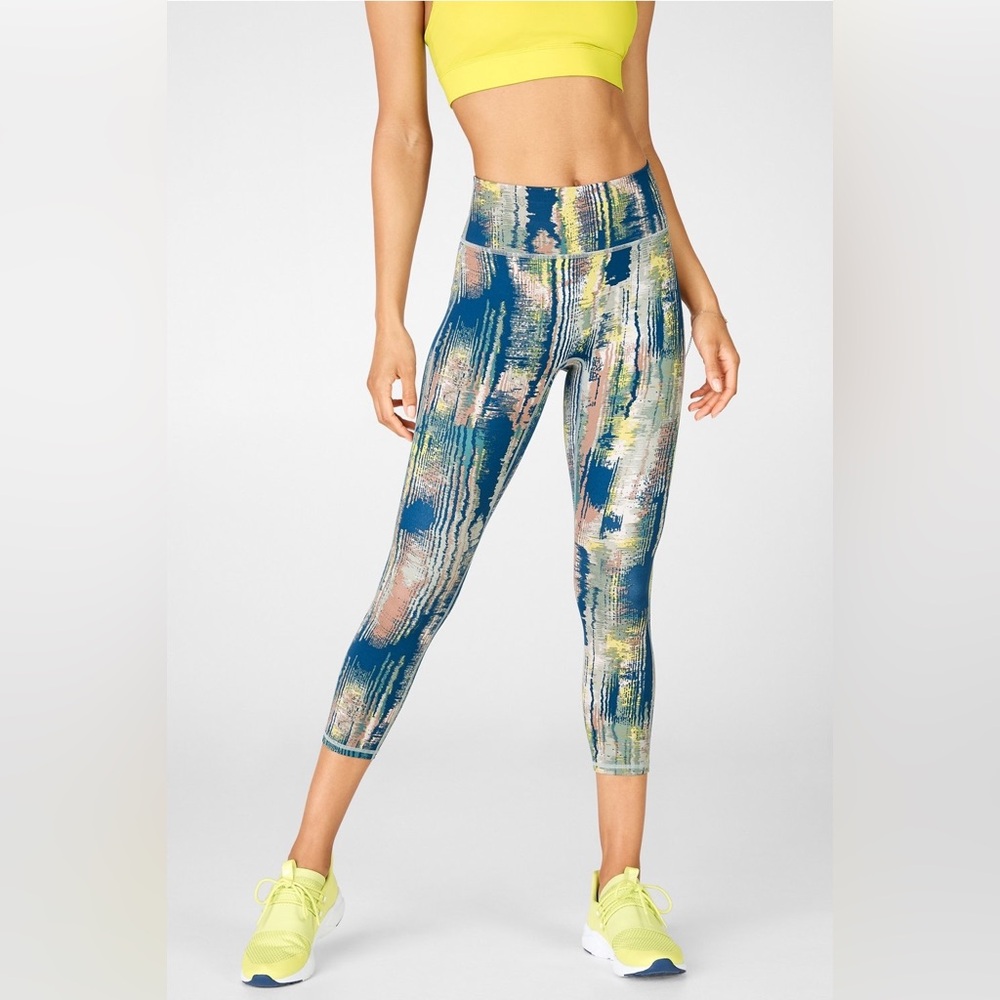 🆕Fabletics “Motion 365” Capri Legging In ‘Frequency-Limeaid’, Size Small